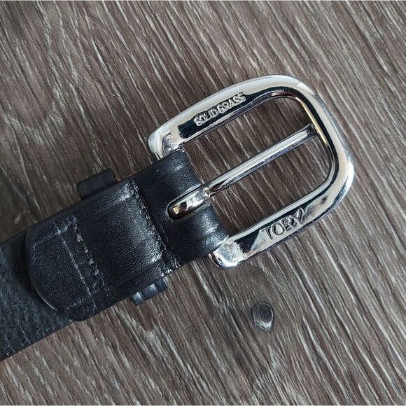Vintage Tory Black English Bridle Leather Horse Bit and Ribbon Belt Size 28 main image 5
